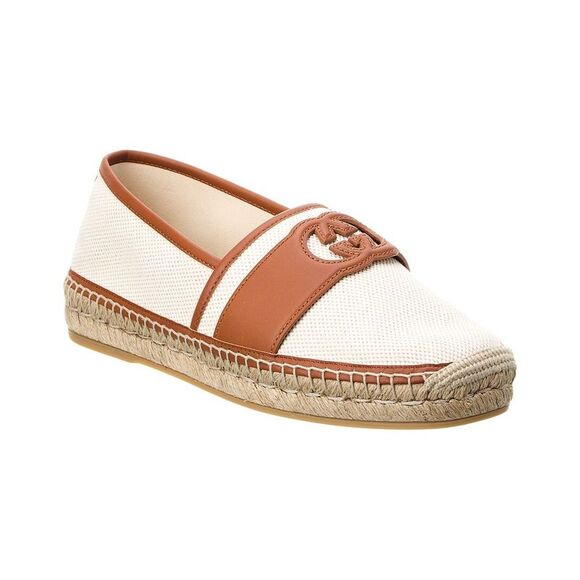 Gucci Interlocking G Canvas & Leather Espadrille Beige